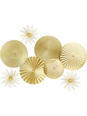 Modern Gold 8-Piece Round Metal Wall Art Decor - Stylish Home Accent